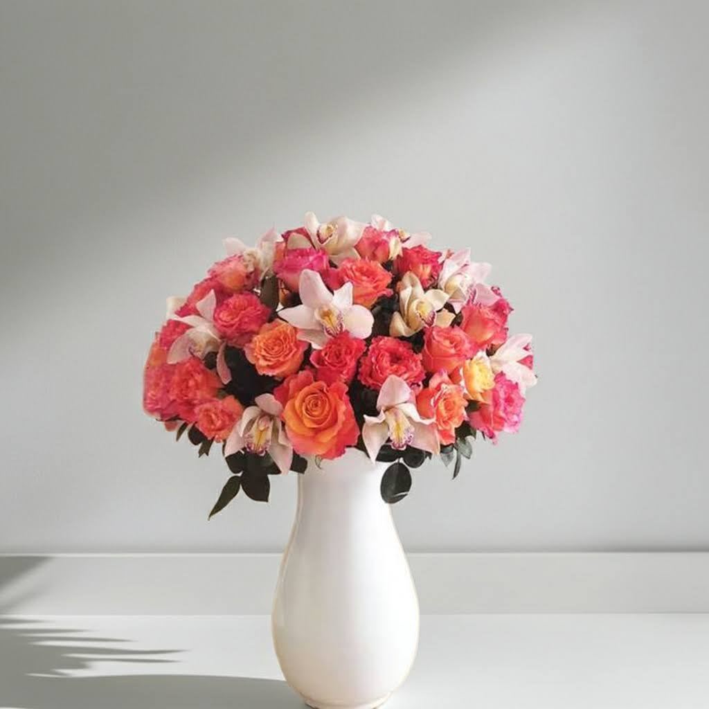 Arreglo de rosas y orquídeas Nativa